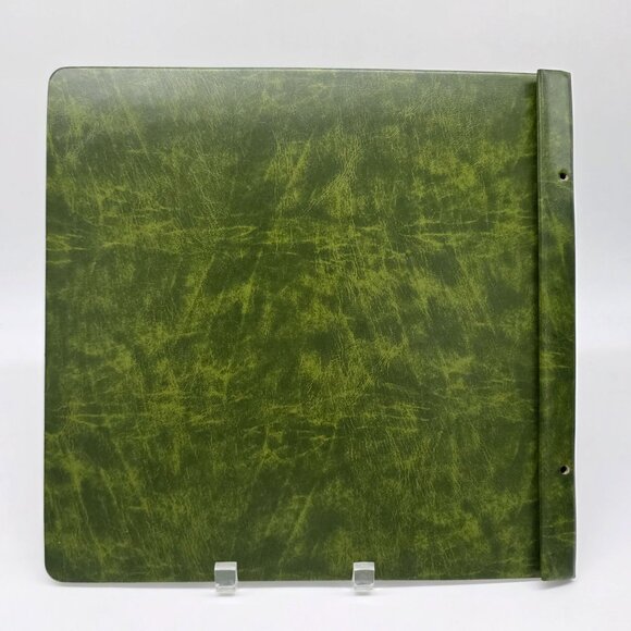 Green Faux Leather Expandable Photo Album Vintage 13.25"x13" Scrapbooking - Picture 4 of 12